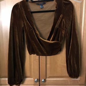 Forever 21 velvet wrap front crop top